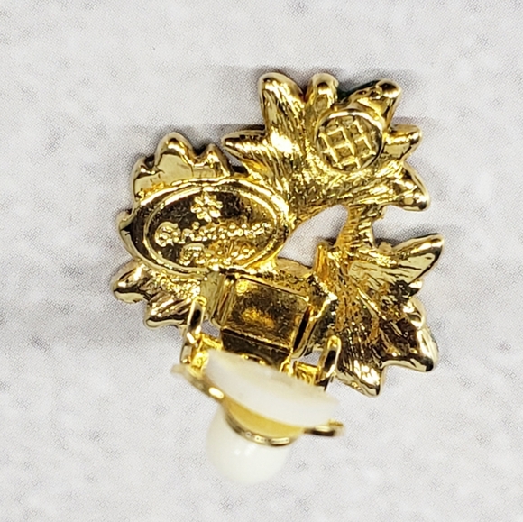 Christopher Radko 3 Trio Poinsettia Bunch Clip On Earrings - Picture 6 of 7